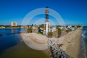 Hillsboro light aerial image lighthouse deep blue sky