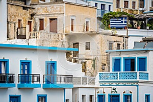 Hillside colorful homes in Olymbos