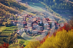 hillside houses with charming red roofs