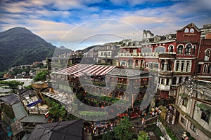 Hillside teahouses in Jiufen, Taiwan. photo