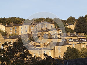 Hillside terraced houses in West Yorkshire