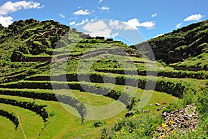 Hillside terraces in Urubamba Valley, Peru photo