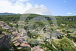 Hillside village lavender fields provence france