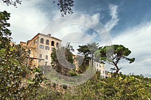 Hillside village of Ville di Paraso in Corsica photo