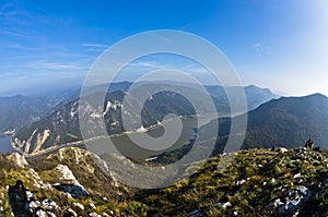 Hillsides of a Miroc mountain over Danube river and Djerdap gorge and national park photo