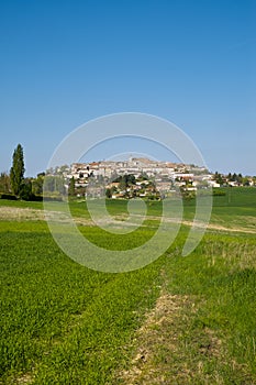 The hilltop bastide town of Monflanquin, Lot-et-Garonne, France