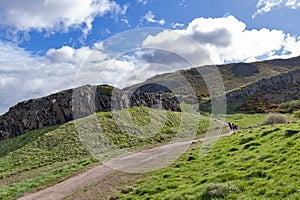 A hillwalking route up to Arthurâ€™s Seat, the highest point in Edinburgh located at Holyrood Park, Scotland, UK