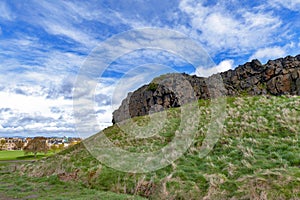 A hillwalking route up to Arthurâ€™s Seat, the highest point in Edinburgh located at Holyrood Park, Scotland, UK