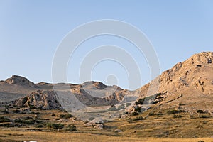 Hilly landscape of the croatian island of Pag on the Mediterranean Sea