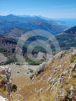 Hilly landscape, mountain peaks, Apennines.