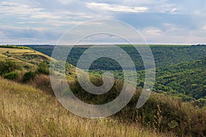 The hilly nature of Eastern Europe. Background with copy space for text, toned