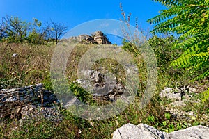 The hilly nature of Eastern Europe. Background with copy space for text, toned