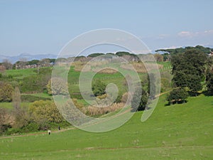 Hilly park of the Cafarella to Rome in Italy.