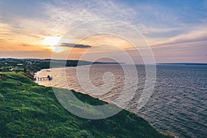 Hilly shore next to the rivers estuary