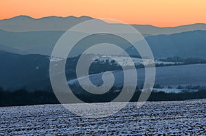 Hilly winter landscape in Veliko Tarnovo Province