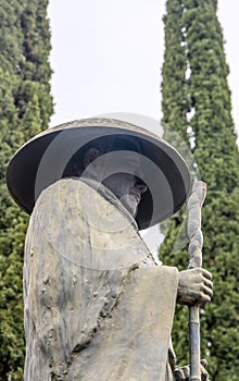 Statue of Shinran Shonin, founder of Jodo Shinshu Buddhism, in Honpa Hongwanji Mission of Hawaii