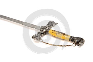 Hilt of decorative sword or dirk isolated