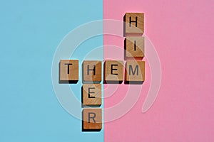 Him, Her, Them. crossword as banner headline photo