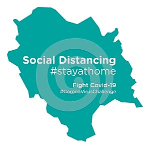 Himachal Pradesh map with Social Distancing stayathome tag