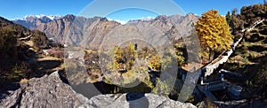 Himalaya, autumnal view from Joshimath town, panorama photo