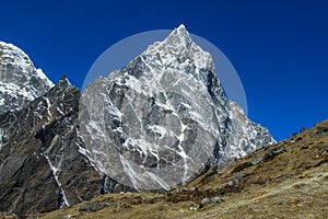 Himalaya landscape and picturesque view of snow summits