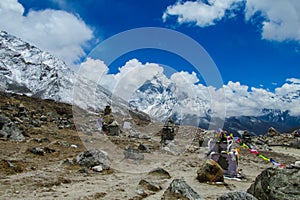 Himalaya mountain landscape Everest base camp trek, EBC Nepal
