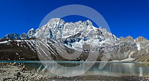 Himalaya mountain panorama on EBC trek hiking in Nepal