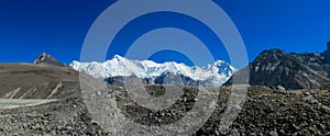 Himalaya mountain panorama on EBC trek hiking in Nepal