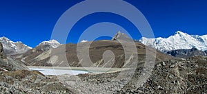 Himalaya mountain panorama on EBC trek hiking in Nepal