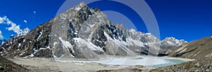 Himalaya mountain panorama on EBC trek hiking in Nepal