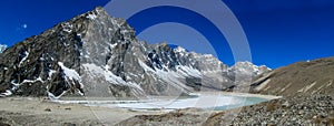 Himalaya mountain panorama on EBC trek hiking in Nepal