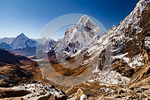 Himalaya Mountain Peaks from Cho La pass, Inspirational Autumn L