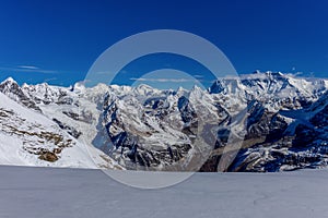 Himalaya mountain peaks landscape from above