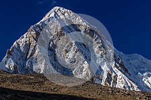 Himalaya mountain Pumori peak summit on EBC Nepal trek hiking route