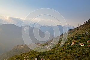 Himalaya mountains morning scenic landscape view