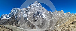 Himalaya mountains panorama on EBC Everest Base Camp trek hiking in Nepal