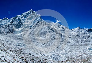 Himalaya mountains panorama on EBC Everest Base Camp trek hiking in Nepal