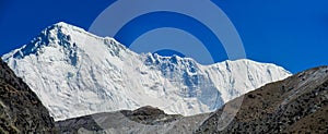 Himalaya mountains panorama on EBC Everest Base Camp trek hiking in Nepal