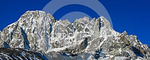 Himalaya mountains panorama on EBc Everest Base Camp trek hiking in Nepal