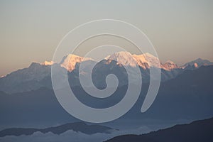 Himalaya Sunrise mountain range in nepal