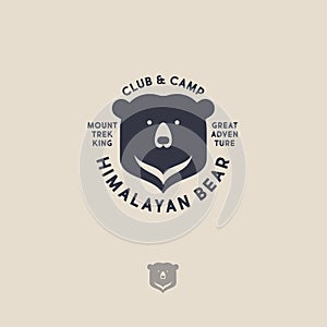 Himalayan bear logo. Mountain travel emblem. Active leisure club and camp.