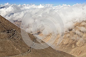 Himalayan landscape along Manali-Leh highway. Himachal Pradesh, India