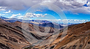 Himalayan landscape of Himalaya range. View from high altitude Tanglang la Pass. North India photo