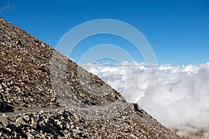 Himalayan landscape in Himalayas along Manali-Leh highway. Himachal Pradesh, India