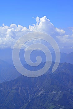 Himalayan Mountain Range with Blue sky and Clouds