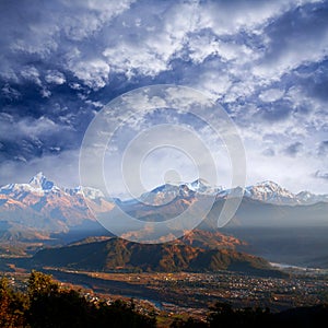 Himalayan mountains from Sarangkot, Pokhara, Nepal