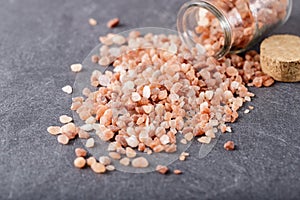 Himalayan pink coarse salt scattered