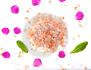 Himalayan pink salt  isolated on white background