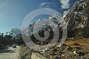 Himalayan ranges as seen from the Yumthang valley in Sikkim, India.