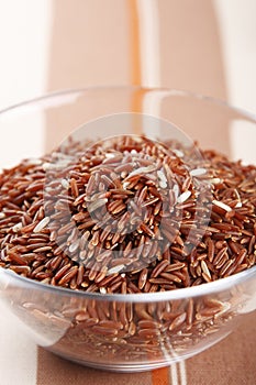 Himalayan Red Long grain Rice in glass bowl